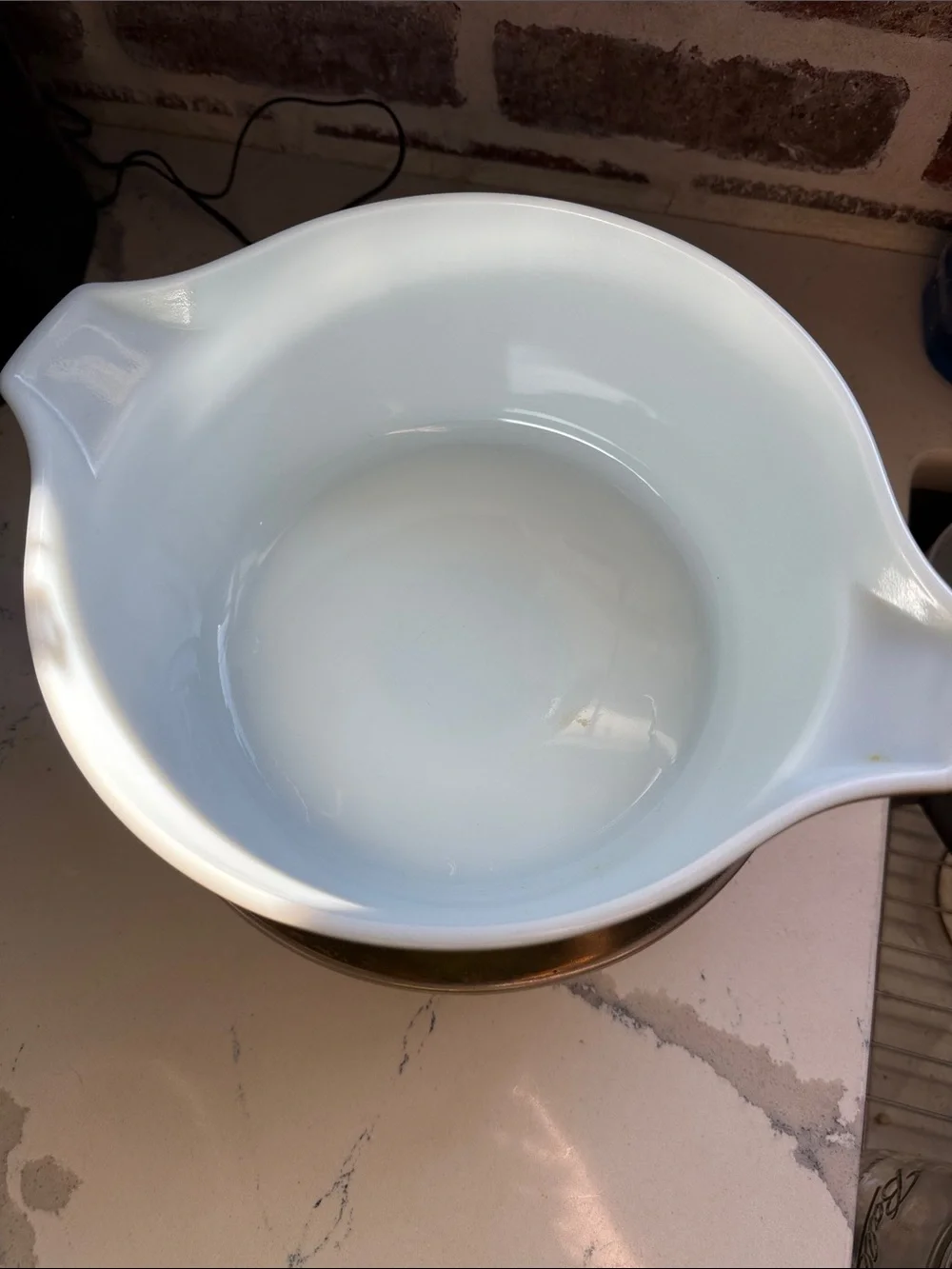 Olive Green Glass Casserole Dish with Lid - Zodiac Gold Motif Pyrex 1961